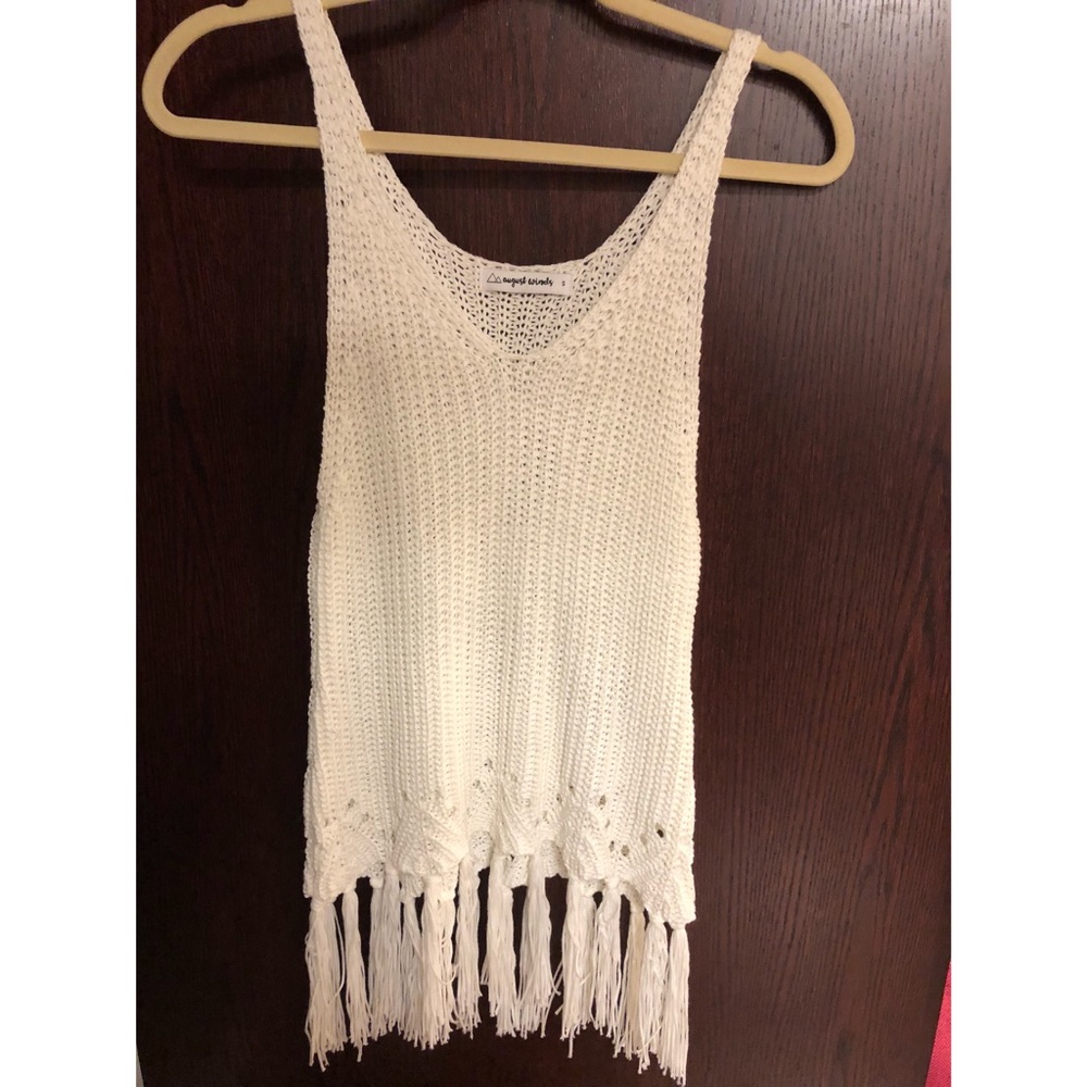 White fringe top